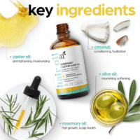 Organic Rosemary & Castor Hair Growth Oil + Scalp Massager Set – Hair Styling Oils for Dry, Itchy Scalp, Thickening & Hydration - Scalp Oil Products for Damaged Hair & Split Ends – 4.0 Oz - Image 5
