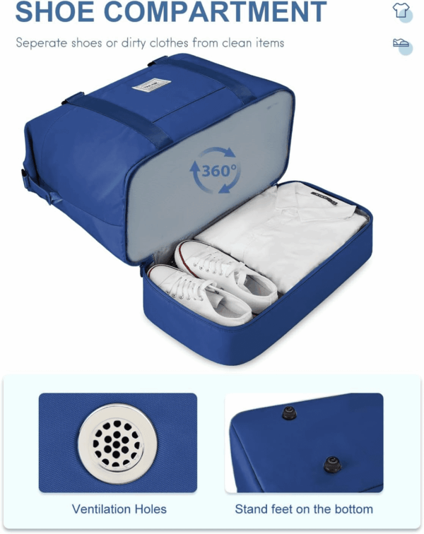 Travel Duffel Bag - Weekender & Overnight Gym Carry on Tote with Wet Pocket - Hospital Mom Bag for Labor & Delivery - Extra Large, Navy Blue - Image 4