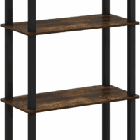 Turn-S-Tube 4-Tier Compact Multipurpose Shelf Display Rack with Square Tube, Amber Pine/Black