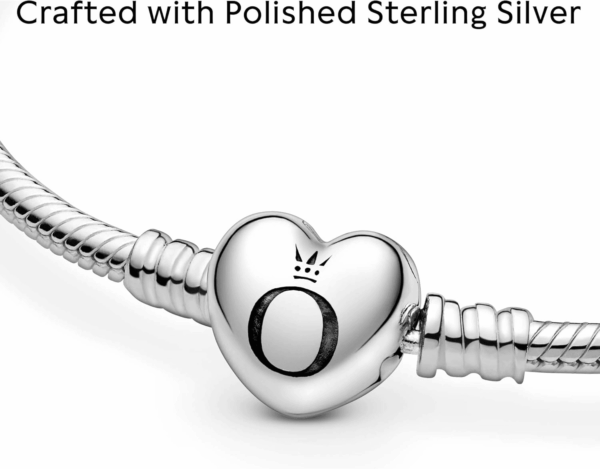 Moments Heart Clasp Snake Chain Bracelet - Compatible Moments Charms - Gift for Her - Sterling Silver - with Gift Box - Image 4
