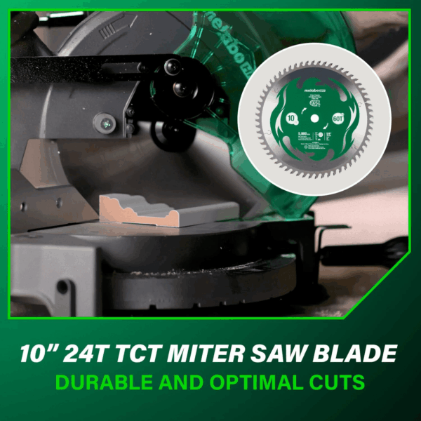 10-Inch Compound Miter Saw, 15-Amp Power Saw with Large 10-Inch Table, Precision Miter Angles, Single Bevel 0-45°, 24T TCT Blade, Positive Stops, Lightweight Design, C10FCGS - Image 6