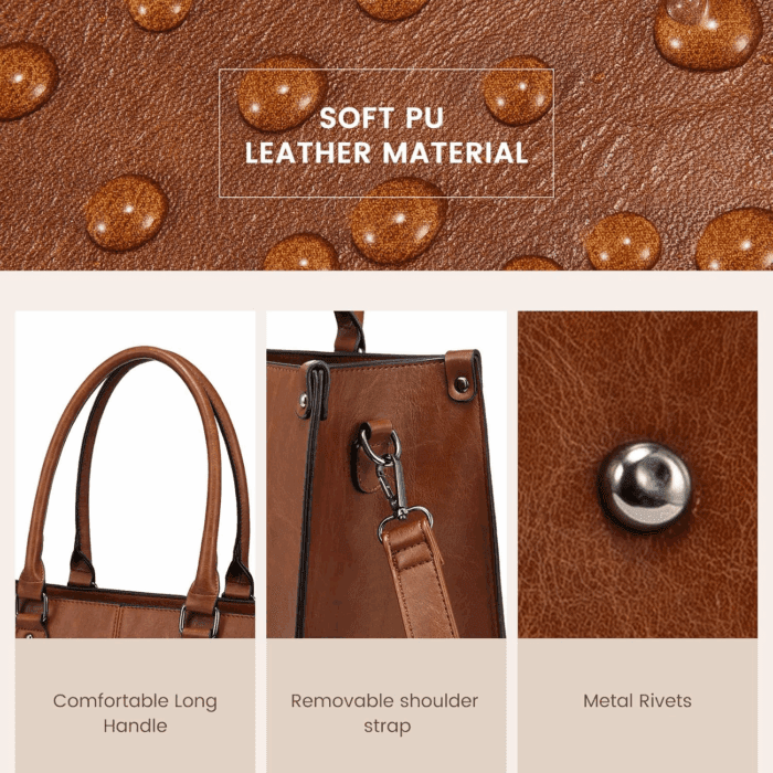 Laptop Bag for Women, 15.6 Inch Laptop Tote Bag Vintage Work Bags for Women Computer Bag Office Briefcase Handbag - Image 5