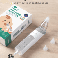 Nasal Aspirator for Baby, Electric Nose Aspirator for Toddler, Baby Nose Sucker, Automatic Nose Cleaner with 3 Silicone Tips, Adjustable Suction Level, Music and Light Soothing Function - Image 7