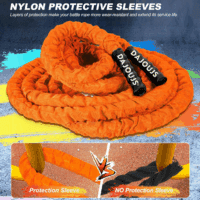Battle Ropes for Home Gym 1.5Inch Diameter 30 FT Lengths Workout Heavy Battle Ropes for Exercise Training Weighted Ropes for Working Out Exercise Equipment with Protective Cove - Orange - Image 2