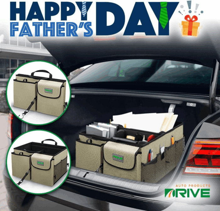 Drive Auto Car Trunk Organizer - Collapsible, Multi-Compartment Automotive SUV Car Organizer for Storage W/Adjustable Straps - Truck & Car Accessories for Women and Men - Tan - Image 9