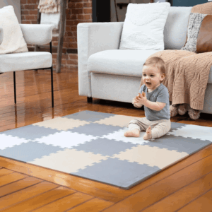 Foam Floor Tiles for Kids - Non-Toxic Comfortable Baby Play Mat and Interlocking Foam Tiles, Fits with 50X50 Playpen Mat for Crawling & Development, Soft Play Mat for Babies 6-12 Months