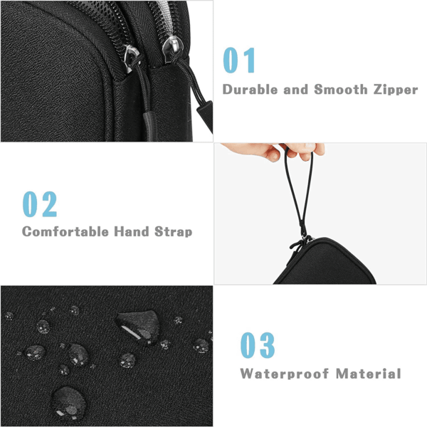 Travel Cable Organizer Pouch Electronic Accessories Carry Case Portable Waterproof Double Layers All-In-One Storage Bag for Cord, Charger, Phone, Earphone Black - Image 5