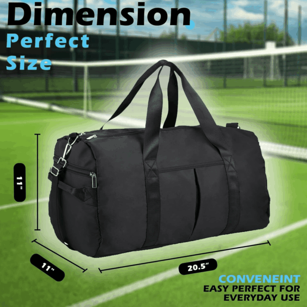 Gym Bag for Men, 40L Waterproof Sports Duffle Bags with Shoe & Wet Compartment, Small Carry on Travel Tote Bags with Trolley Sleeve for Personal Item, Fitness & Workout Gear, Black - Image 3