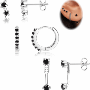 3 Pairs 925 Sterling Silver Hypoallergenic Earrings Set for Multiple Piercing Dainty 14K Gold Plated Stud Huggie Small Hoop Earrings for Women Trendy Cute Earring Stacks for Sensitive Ears