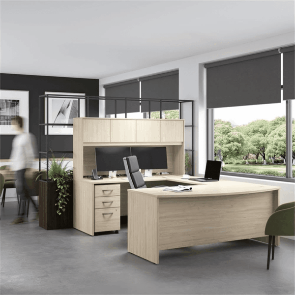 Studio C Low Storage Cabinet with Doors and Shelves in Natural Elm, Organization for Home or Professional Office - Image 5