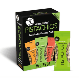 No Shells, 3 Flavors Mixed Variety Pack of 9 (0.75 Ounce), Roasted & Salted Nuts (4), Chili Roasted (3), Honey Roasted (2), Protein Snacks, Gluten Free, Pantry Staples, Healthy Snacks Variety Pack for Adults
