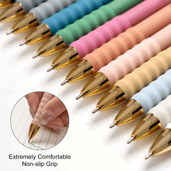 Ballpoint Pens Black Ink Ball Point Pen with Super Soft Grip Medium Point 1.0Mm Office Pens (Gold 12-Count) - Image 4