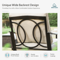 6 PCS Outdoor Patio Furniture Set, Metal Outdoor Conversation Set, Rattan Wicker Patio Sectional with 2 X Swivel Single Sofa, 3-Seat Sofa, 2 X Ottoman, 1 X Fire Pit Table, Beige - Image 6