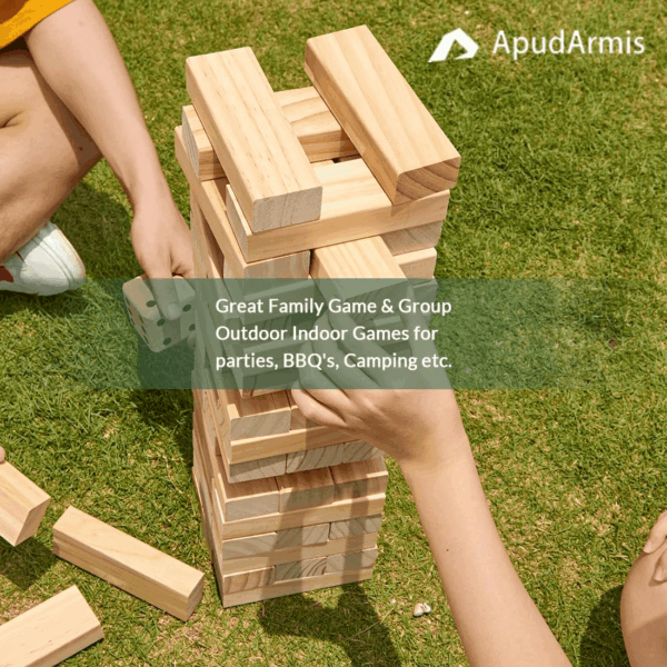 54 PCS Tumble Timber Set [Stack to 3FT], Pine Wooden Tumble Tower Game with Dice and Scoreboard Set - Classic Block Stacking Board Game for Teens Children Teenagers - Image 9
