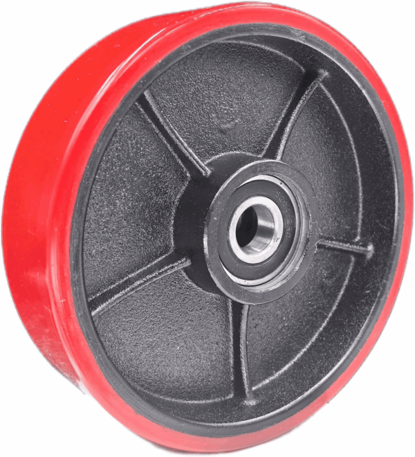 A Pair of Pallet Jack Steering Wheels Set 7" X 2" Poly Tread Red Color,With Bearings Pre-Installed, Includes Axle, Fasteners by - Image 2