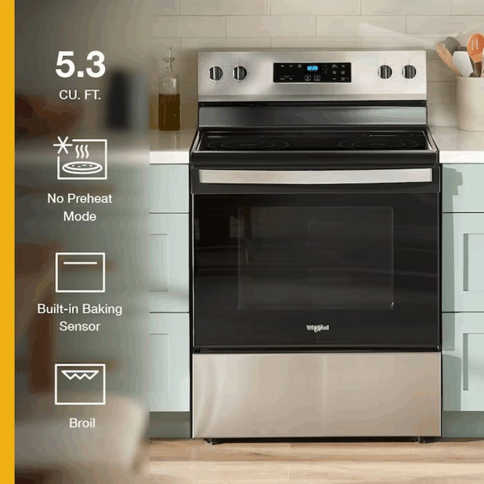 Flexible Cooktop 30-In Glass Top 4 Burners 5.3-Cu Ft Freestanding Electric Range ( Stainless Steel ) - Image 4