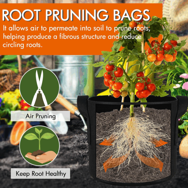 20-Pack 5 Gallon Grow Bags, Aeration Fabric Pots with Handles - Image 3