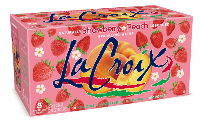 Lacroix Sparkling Water, Strawberry Peach, 12 Fl Oz (Pack of 8)