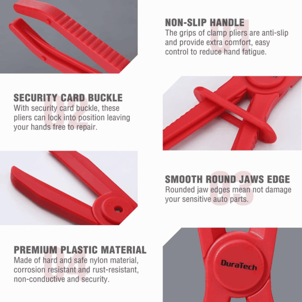 6-Piece Hose Clamp Set, Pinch Clamp Pliers for Flexible Hoses, Fuel, Gas, Brake & Radiator Lines - Image 3