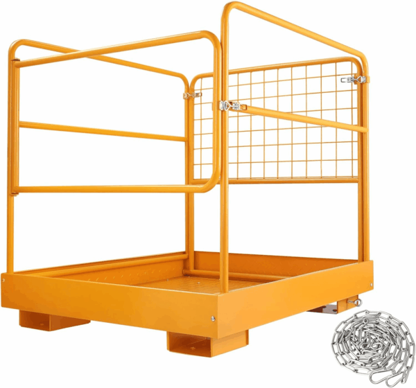 36"X36" Forklift Safety Cages with One Chain Forklift Cages 1200LBS Capacity Man Lift Basket Pallet Forks Work Platform Forklift Aerial Platform (No Wheel)