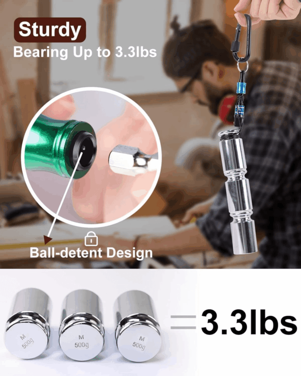 12Pc Portable Bit Holder Key Chain, 1/4 Inch Hex Shank Screwdriver Bit Clip for Impact Driver Drill Bit Extension Nut Driver W/Black Carabiner, Quick Release Lightweight Drill Screw Adapter - Image 4