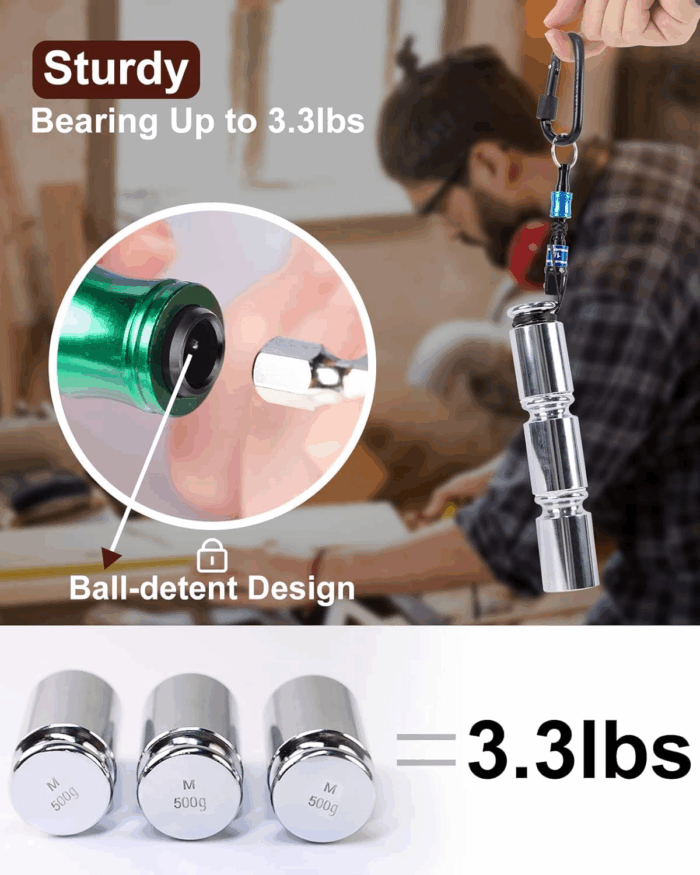 12Pc Portable Bit Holder Key Chain, 1/4 Inch Hex Shank Screwdriver Bit Clip for Impact Driver Drill Bit Extension Nut Driver W/Black Carabiner, Quick Release Lightweight Drill Screw Adapter - Image 4
