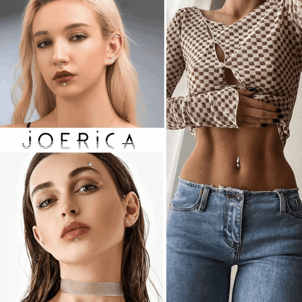 37 Pcs 14G-16G Body Piercing Jewelry for Women 316L Stainless Steel Industiral Cartilage Earrings Clicker Belly Button Rings Lip Eyebrow Rings Horsehoe Septum Rings Body Piercing Jewelry Set - Image 5