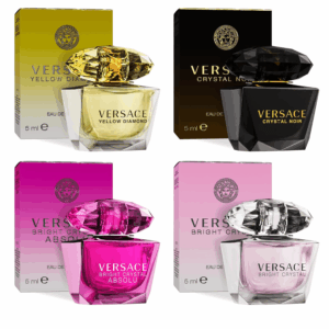 Perfume for Women Set of 4 Mini, Bright Crystal, Yellow Diamond, Crystal Noir, Bright Crystal Absolu, Perfume for Women Fragrance Sampler Set Designer Womens Samples (4 Count, 0.17 Oz)
