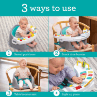 Music & Lights 3-In-1 Discovery Seat and Booster - Convertible, Infant Activity and Feeding Seat with Electronic Piano for Sensory Exploration, for Babies and Toddlers, Teal - Image 2