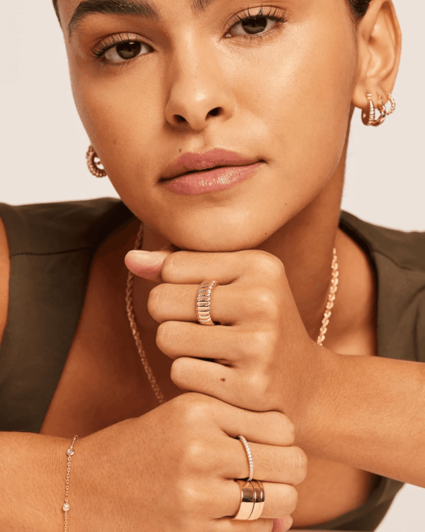 14K Gold Plated Chunky Statement Ring | Chunky Stackable Wide Band for Women - Image 4