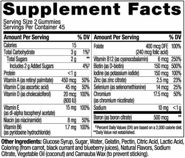 Women'S Multivitamin Gummy, Vitamins A, D, C, E, Biotin, Folic Acid, Adult Chewable Vitamin, Berry Flavor, 45 Day Supply - 90 Count - Image 6