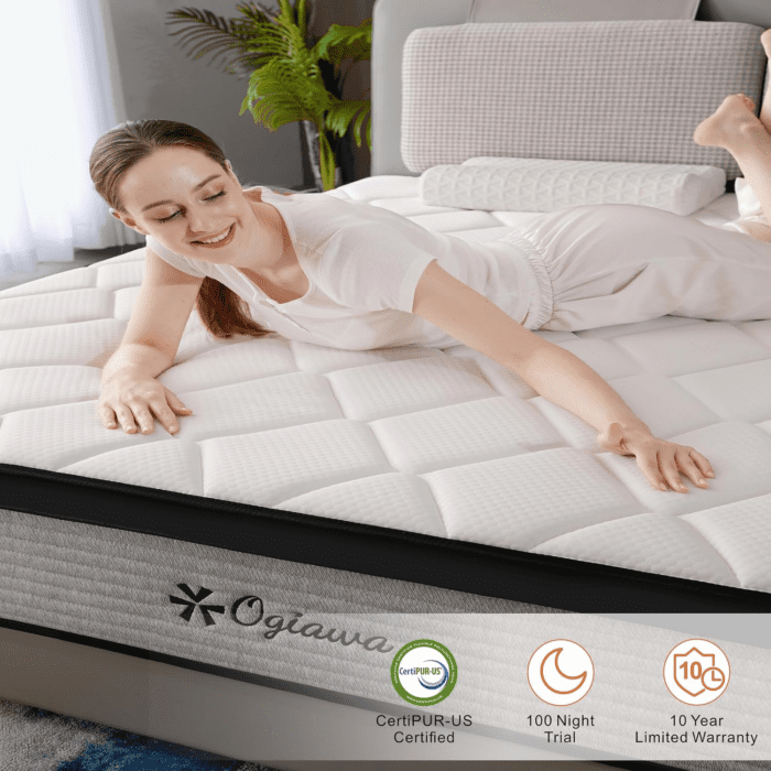 Queen Mattress, 10 Inch Queen Hybrid Mattresses in a Box with Memory Foam, Medium Firm Individual Pocket Spring for Edge Support, Fiberglass Free, Breathable, Certipur-Us - Image 4