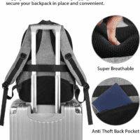 Travel Laptop Backpack, 17 Inch Business Flight Approved Carry on Backpack, TSA Large Computer Bag for Men Women with USB Port and Trolley Sleeve, College School Tactical Book Bag, Grey - Image 3