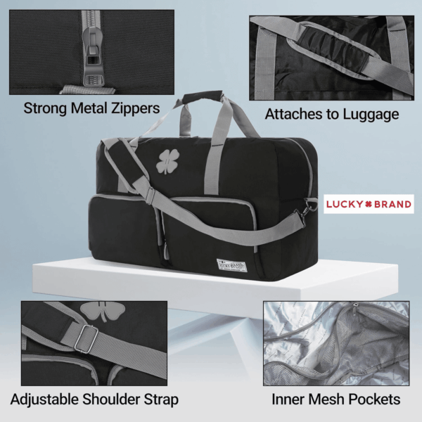 Lucky Travel Duffel Bags 65L, Gym Bag, Travel Bag & Large Duffle Bag for Men, Foldable Overnight Weekender Bags for Women & Men with Adjustable Shoulder Strap, Black - Image 4