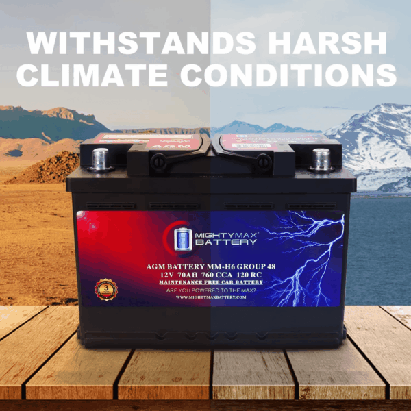 MM-H6 Start and Stop Car BCI Group Size 48 12V 70 AH, 120RC, 760 CCA Rechargeable AGM Car Battery - Image 5