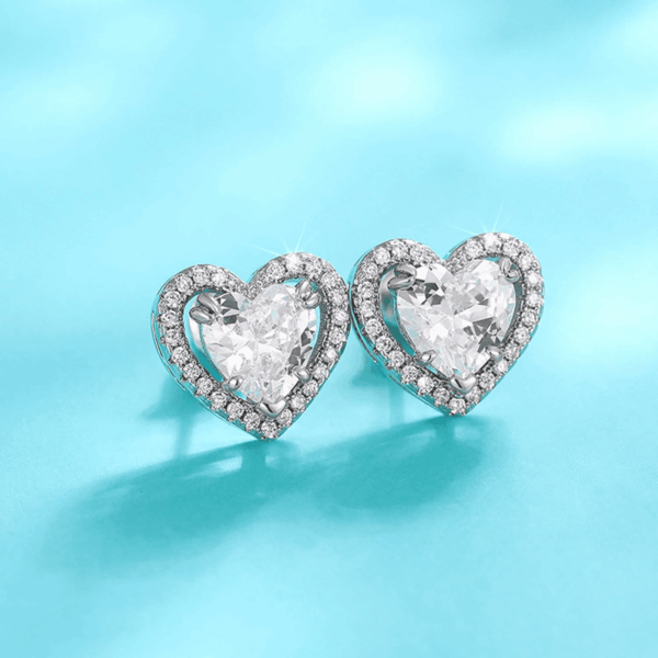 Full Diamond Stud Earrings, Sparkling Heart/Round/Princess Cut Birthstone Stud Earrings for Women Birthday Jewelry - Image 6