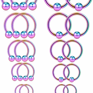 16-24PCS 16G Surgical Steel Horseshoe & Captive Bead Nose Hoop Septum Earring Eyebrow Tongue Lip Nipple Helix Tragus Piercing Jewelry Rings 6-16Mm