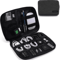 Electronics Organizer Travel Case, Small Cord Bag, Tech Organizer as Travel Accessories for Men Women, Cable Essentials for Phone, SD Card, Black
