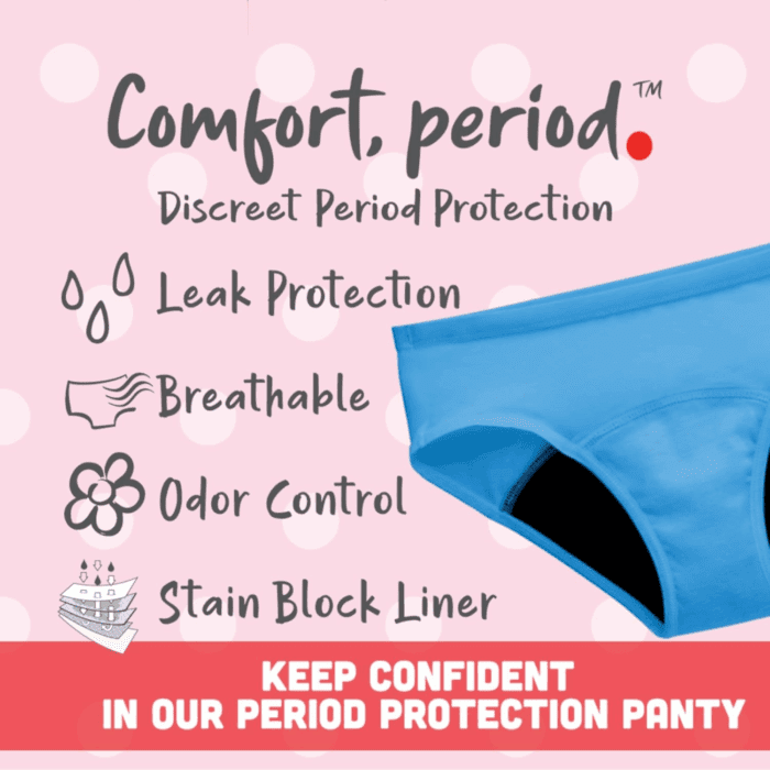 Girls' Comfort, Period. Boys'Hort & Hipster Period Underwear, Moderate Protection, Multi-Pack - Image 3