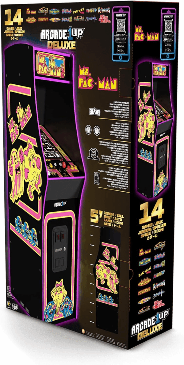 Ms. Pacman Deluxe Black Variant Arcade Machine, Built for Your Home, with 5-Foot Tall Full-Size Stand-Up Cabinet, 14 Classic Games, and 17-Inch Screen - Image 7