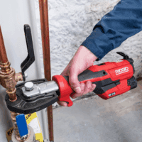 72553 Model RP 115 Mini Press Tool and Battery Kit with 1/2" to 3/4" Propress Press Tool Jaws, 2V Li/Ion Battery, 12V Charger, and Carrying Case , Red - Image 9
