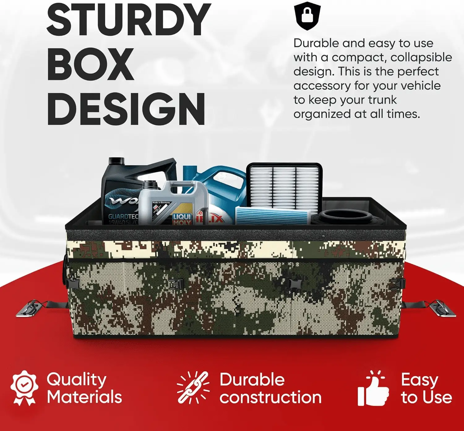 Car Trunk Organizer, Collapsible Multi Compartment SUV Organizer, Foldable Storage for Car Accessories for Women Men, 600D Oxford, Non Slip Bottom, Securing Straps, Soft Cover (85L) - Image 7