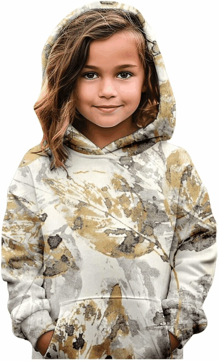 Camo Hoodies for Teen Girls Cute Sweatshirt Maple Leaf Print Oversized Fleece Sweatshirts Pullover Tops with Pocket - Image 3