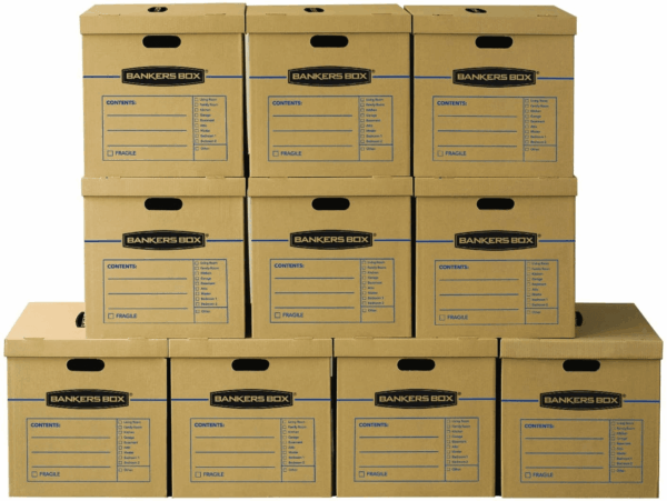 Large Classic Moving Box 10 Pack, Reinforced Handles, Tape-Free Assembly, Box with Lid, 21-In X 17-In X 17-In (7718202)