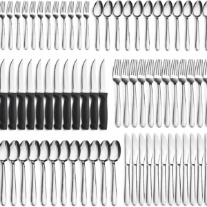 72-Pieces Silverware Set for 12, Flatware Set with Steak Knives, Stainless Steel Cutlery Set, Include Forks Spoons and Knives Set, Dishwasher Safe Utensil Sets for Home Restaurant