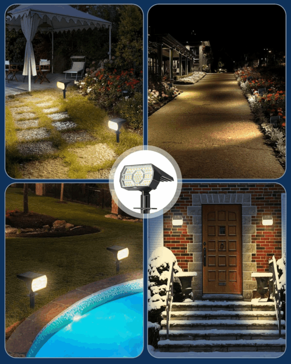 Solar Lights Outdoor Waterproof IP68, 3 Lighting Models Solar Powered Spot Lights Outdoor, 56LED Light Dusk to Dawn for Yard Patio Garden Pathway Landscape Lighting - Image 7