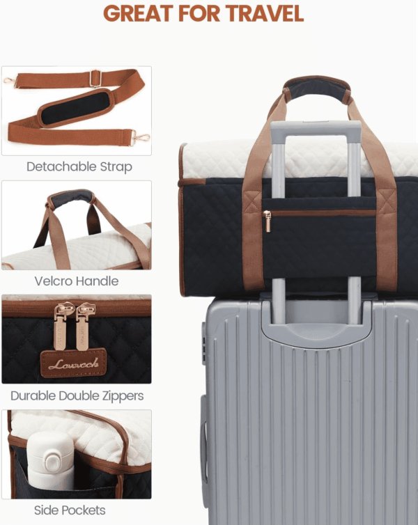Travel Duffle Bag, Weekender Bags for Women, Carry on Duffel Bags for Airplanes, Overnight Bag with Toiletry Bag, Hospital Bag for Labor and Delivery, Yoga Gym Bag with Wet Pocket, 3Pcs Set - Image 5