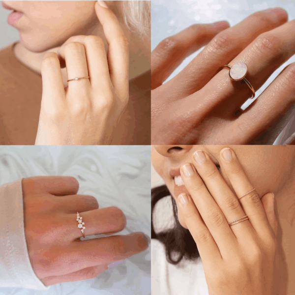 8-12PCS 14K Gold Stacking Ring Set for Women Dainty Thumb Stackable Rings Gold Heart CZ Non Tarnish Rings Plain Band Size 4-11 - Image 2