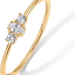 18K Gold Plated Marquise round Mini Cubic Zirconia Stackable Rings for Women | Dainty Stacking Thin Band for Women
