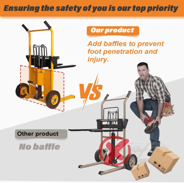 Foldable Hydraulic Material Lift Truck Carrier Manual Lift Stacker Forklift Pallet Stakcer 450 Lbs Capacity 36" Lift Height with Adjustable Forks and Fixed Legs,Pallet Truck Dolly. - Image 2